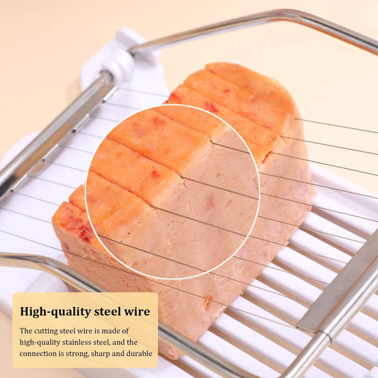 Slicer, Luncheon Meat Slicer Boiled Egg Fruit Soft Cheese Butter Slicers Cutter, Stainless Steel Wires, Cuts 10 Slices (White)