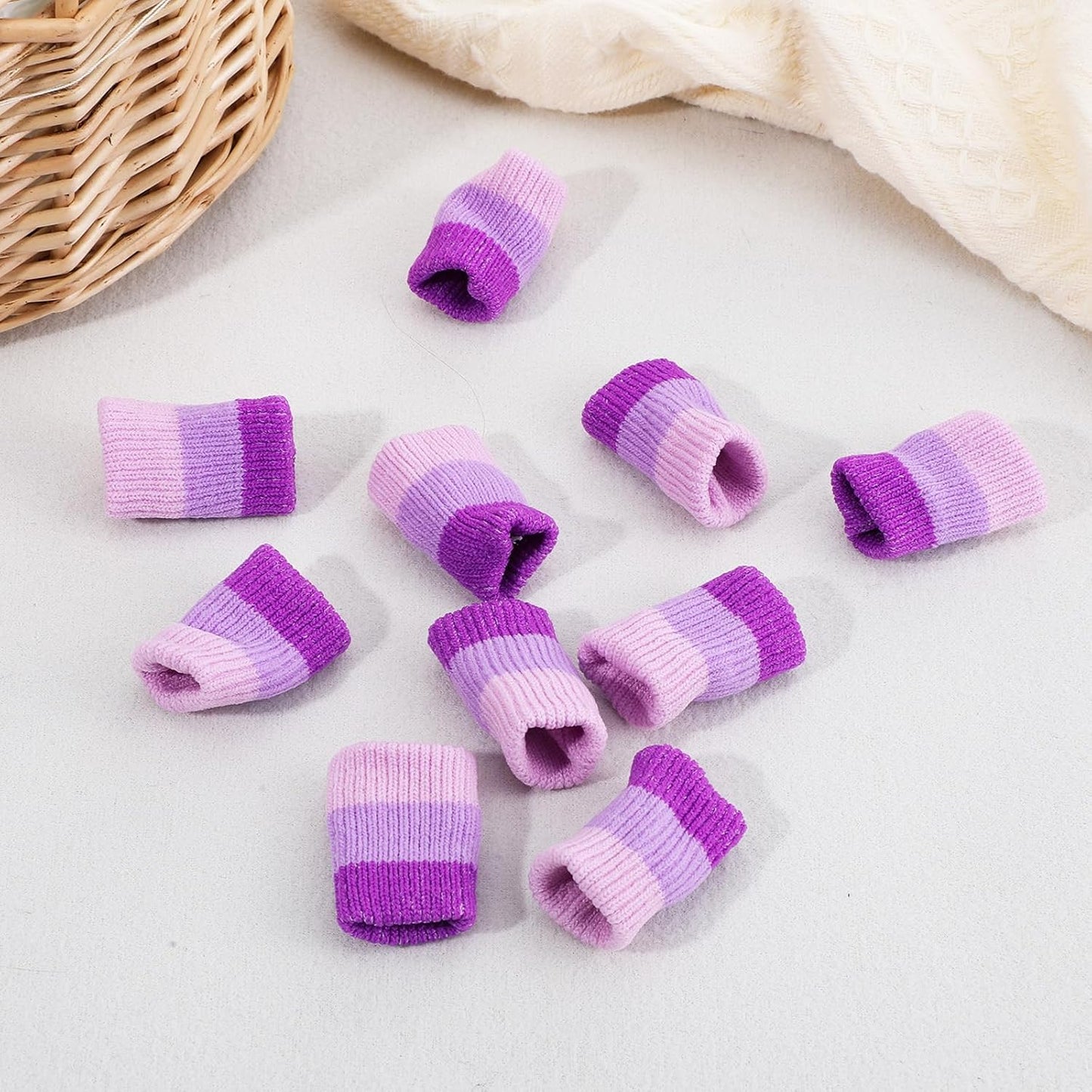 20pcs Crochet Finger Guard, Crochet Finger Protector, 1.57in Soft Finger Compression Sleeve, Crochets Fingers Guard for Writing, Knitting, Draw (Purple)
