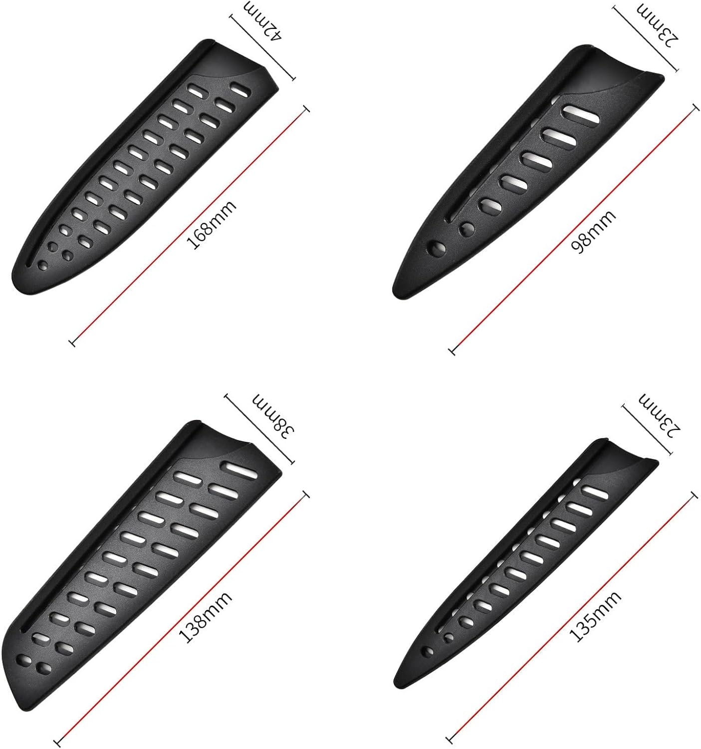 8 Pieces Universal Knife Guards Set, Plastic Kitchen Knife Covers Sleeves Knife Sheath Blade Protector for Paring Utility Santoku Nakiri Cleaver Bread Carving Chef Knife