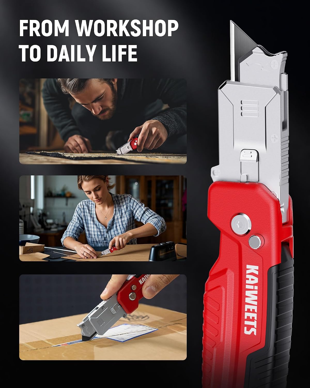 2-in-1 Utility Knife, Razor Blade Scraper, Box Cutter for EDC