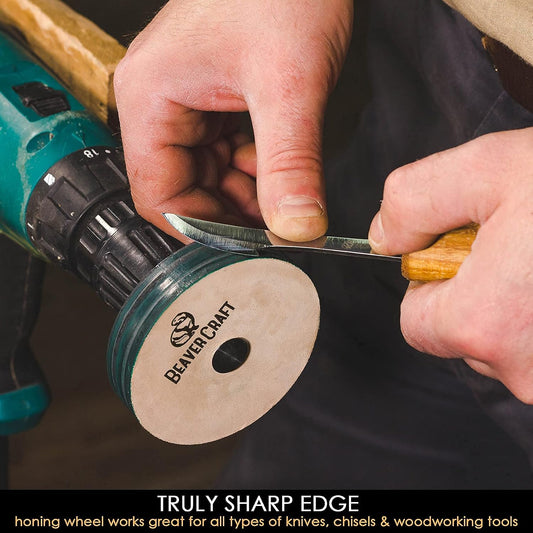 Knife Sharpening Wheel 7cm PW1 - Buffing Wheel and Polishing Stropping Compound for Knives, Chisels, Woodworking Carving Tools