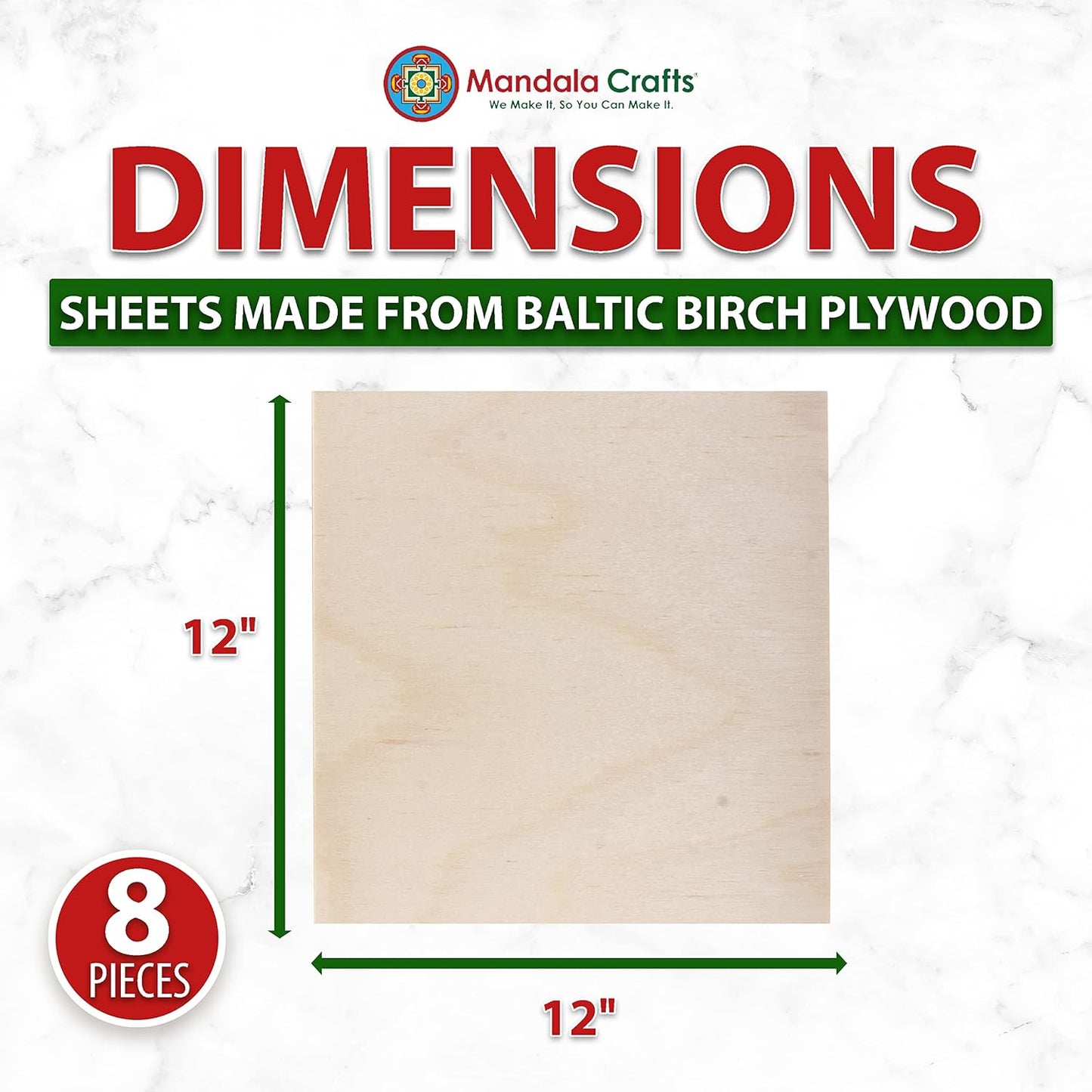 Baltic Birch Plywood Board - Thin Wood Sheets for Crafting Model Laser Cutting Engraving 6x6 Inches - 16 Unfinished Wood for Wood Burning Projects