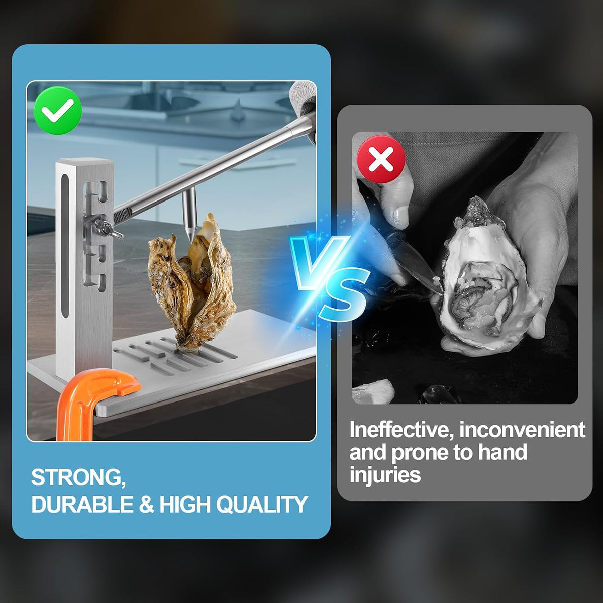 Oyster Shucking Knife,Oyster Shucker Machine,Adjustable Oyster Shucker Machine,Stainless Steel Oyster Opener Machine with Knives, Glove G-Clip,Seafood Tools for Hotel Family Buffet(Upgraded)