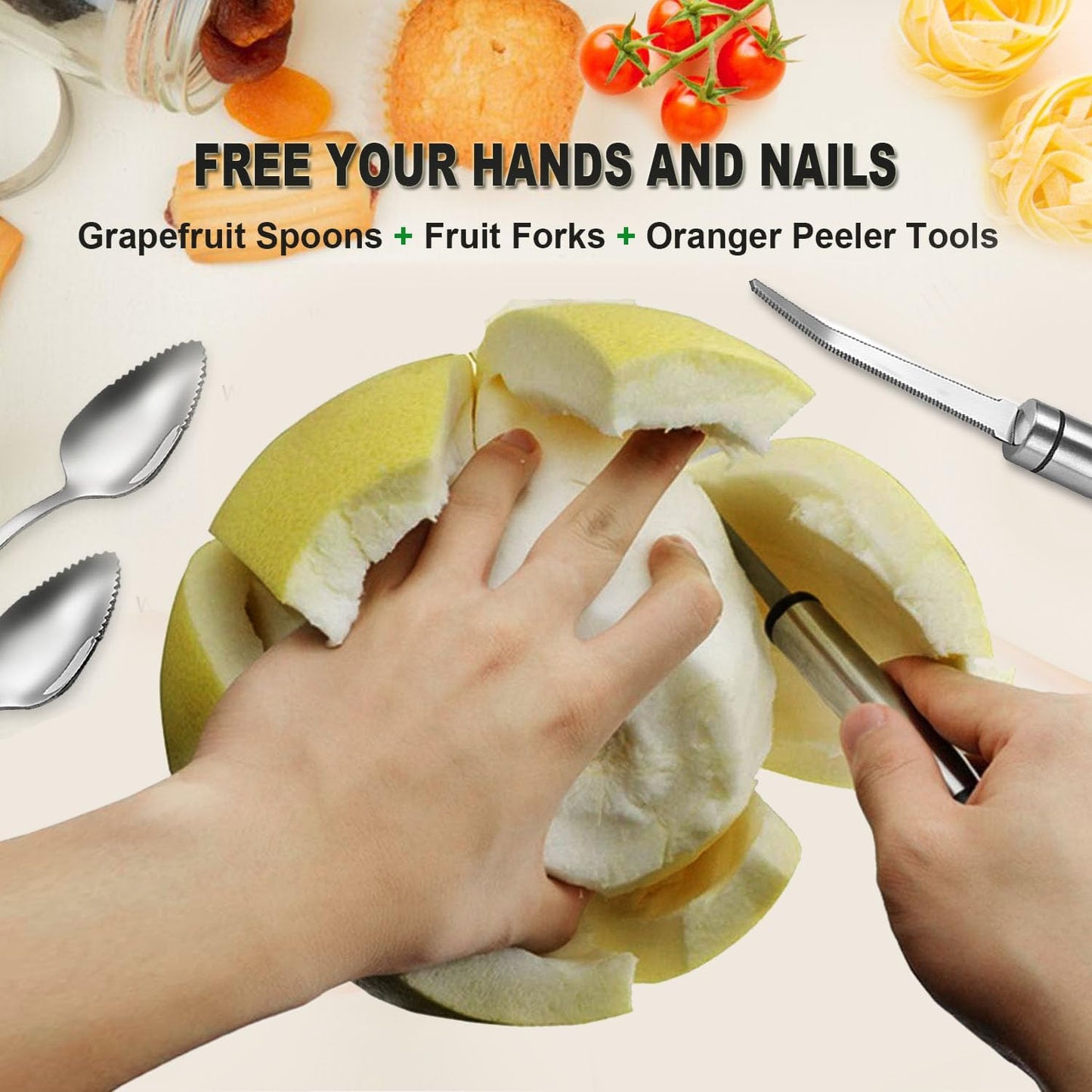 Grapefruit Spoon Knife Serrated Edge Stainless Steel Fruit Knife Grapefruit Utensils Tool Dessert Spoons for Citrus Lemon Kiwi Melon Pitaya Apple Fruit Puree