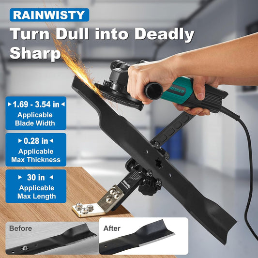 Lawn Mower Blade Sharpener, 15°-45° Adjustable Mower Blade Sharpening Tool Many Types of Mower Blade(Black)