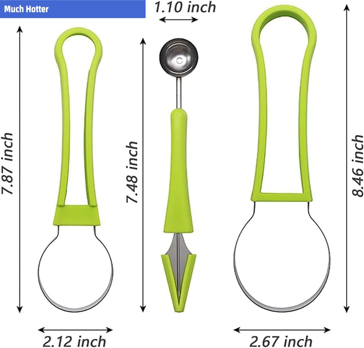 4 In 1 Stainless Steel Fruit Carving Tools Set, Melon Baller Scoop Set,watermelon scooper fruit scooper and baller, fruit carving tools,Perfect Tools for Making Fruit Shapes (Blue)