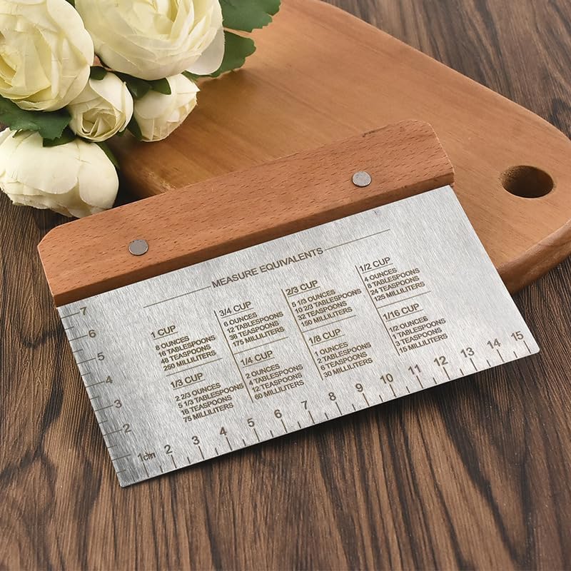 Dough Scraper & Bench Scraper Kitchen – Stainless Steel Sourdough Tools – Dough Cutter for Sourdough Bread, Pizza, and Flat Top Griddles – Chef Approved (Light)
