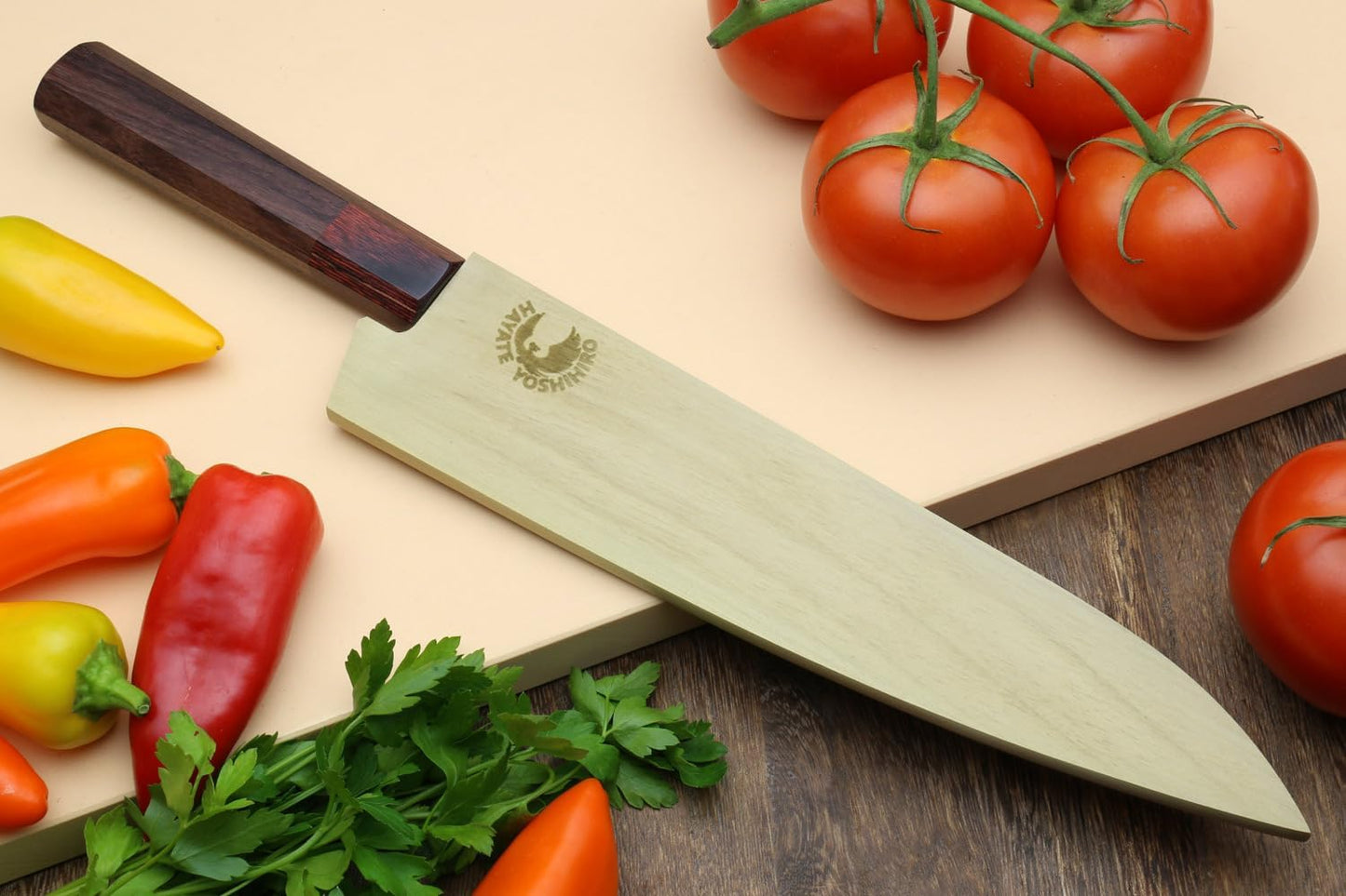 Yoshihiro VG10 46 Layers Hammered Damascus Gyuto Japanese Chefs Knife (Octagonal Shitan Rosewood Handle) (8.25" (210mm))