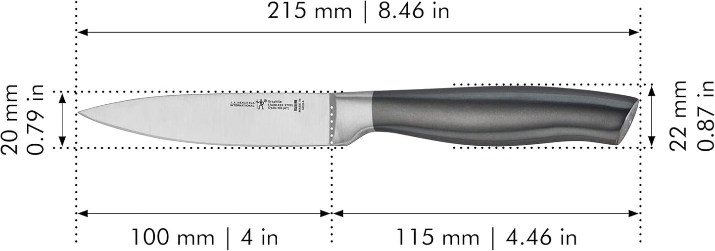 Graphite Razor-Sharp 4-inch Paring Knife, German Engineered Informed by 100+ Years of Mastery, Gray