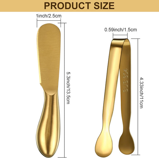 6 Pieces Cheese Knife Spreader Serving Tongs Set Stainless Steel Butter Cheese Spreader Mini Food Tongs Cheese Knife Spreaders with Handles Metal Salad Tongs Multipurpose Jam Condiment Cheese Spreader