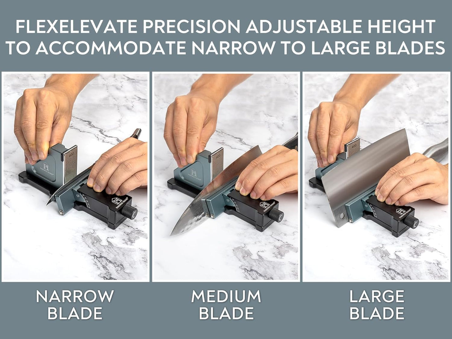 PATENTED ORIGINAL ADJUSTABLE ROLLING KNIFE SHARPENER KIT: Adjustable Height, 30 Angle Options, 5 Removeable Whetstone Plates, Leather Strop with Travel Case - Kitchen Knife Sharpener
