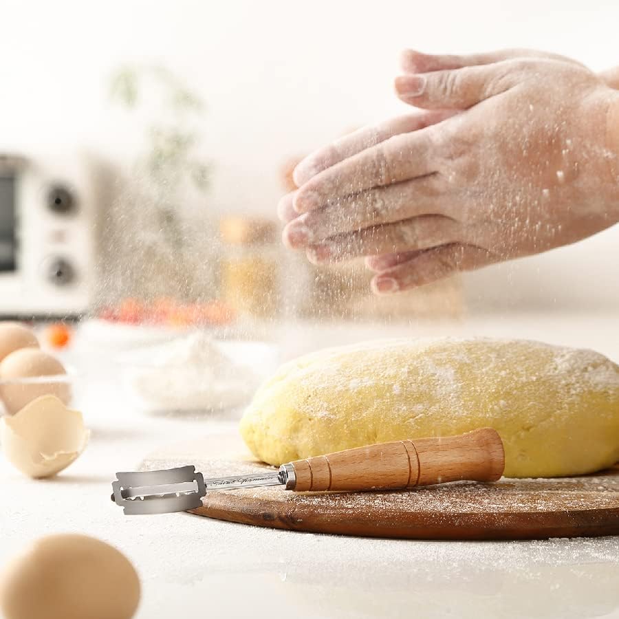 "SAINT GERMAIN Premium Hand Crafted Bread Lame for Dough Scoring Knife, Lame Bread Tool for Sourdough Bread Slashing with 10 Blades Included with Replacement with Authentic Leather Protector Cover"