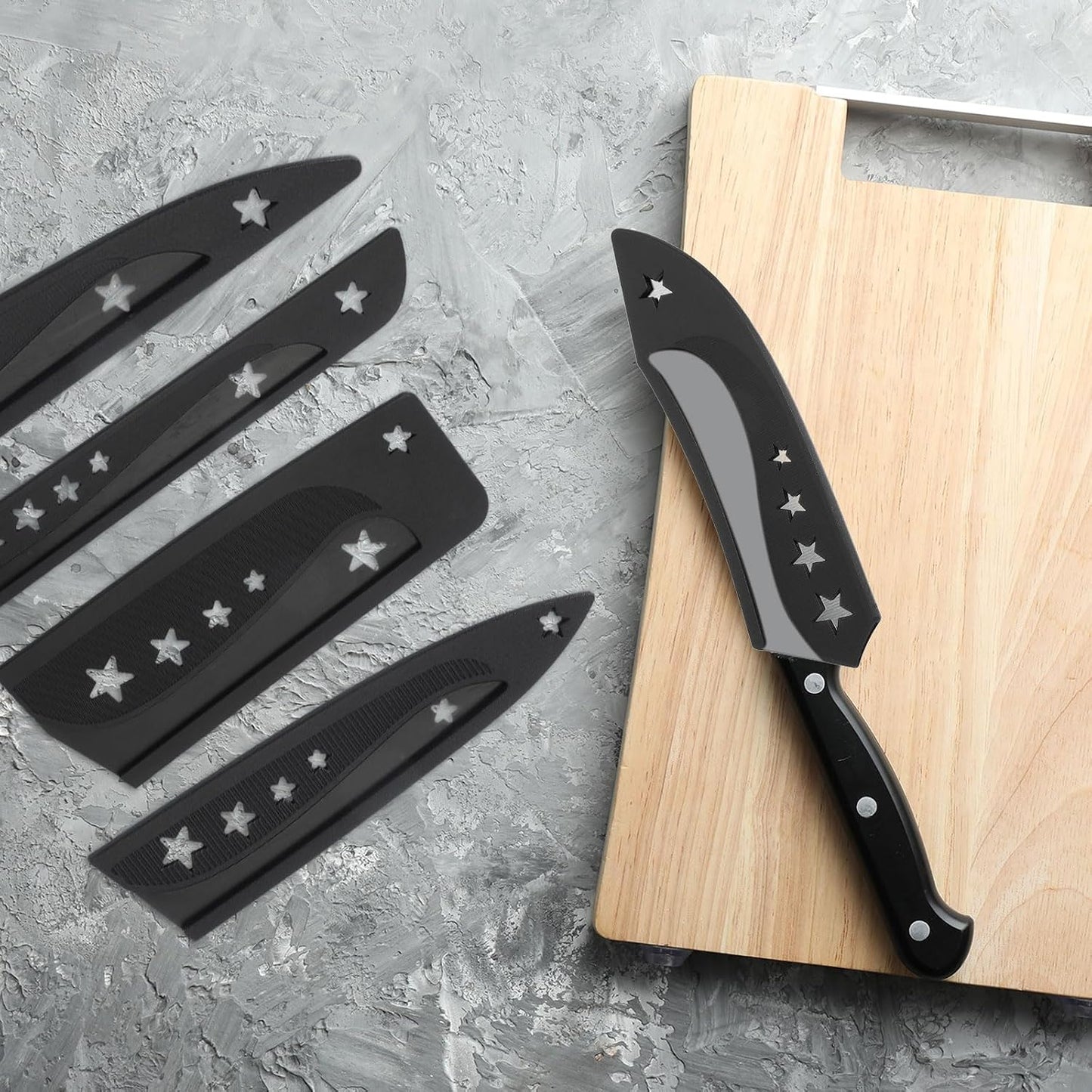 Plastic Safety Knife Cover Sleeves for 7" Boning Knife 7.5 x 1.9 Inch (LxW), 5 Pack Knife Blade Guard Protector Universal Kitchen Knife Sheath for Kitchen Bar, Black