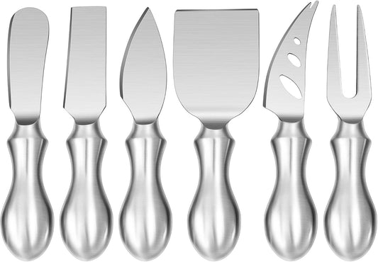 Cheese Knife Set, 6-Piece Stainless Steel Knives for Charcuterie, Gift for Wedding Housewarming Christmas