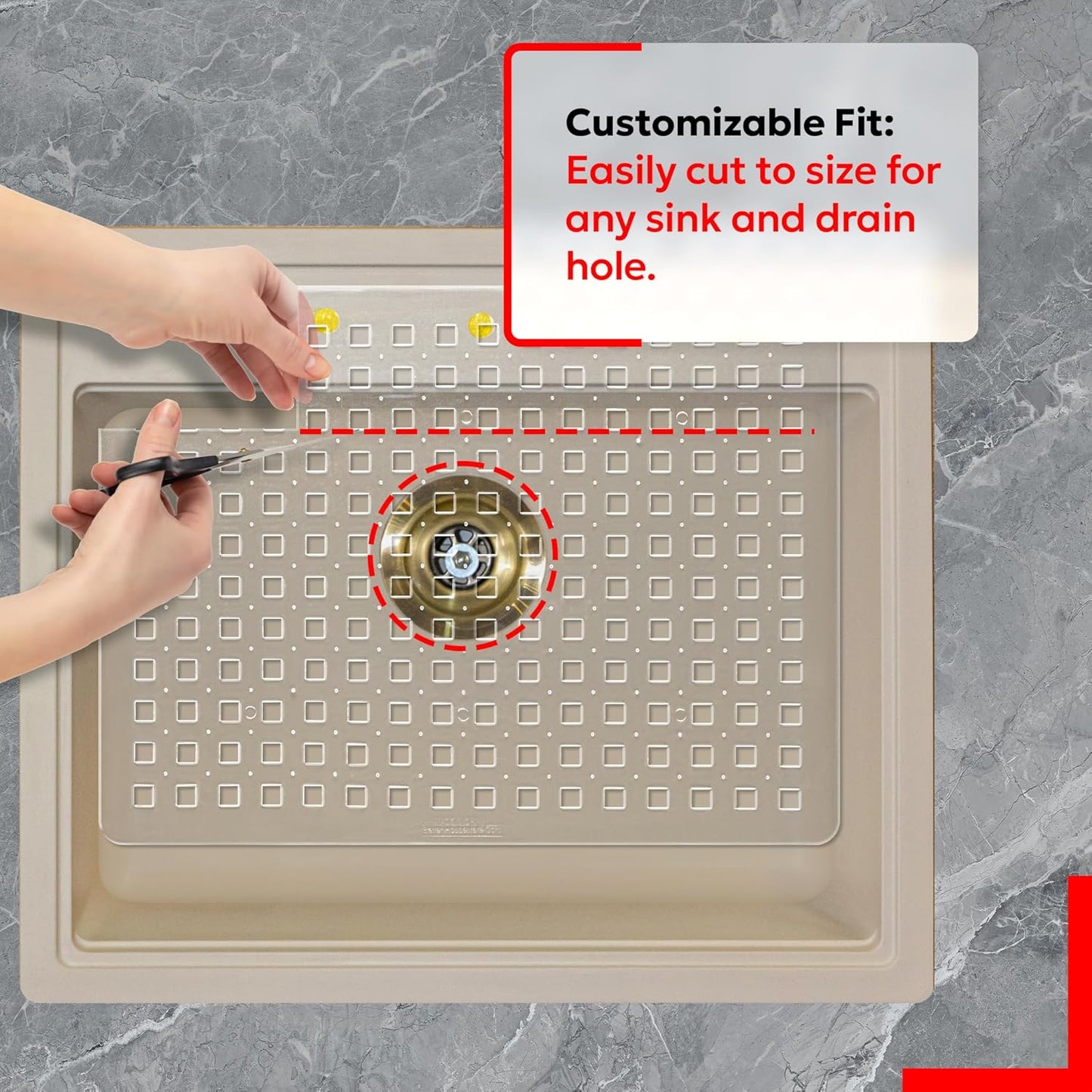 Clear Sink Mat - 12” x 16” - Heavy Duty PVC, Non-Slip, Dishwasher Safe, BPA-Free Sink Protector, Durable, Cut to Fit, Sink Mat for Kitchen Sink & Dishware Protection