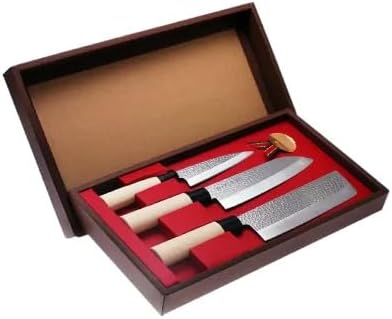 Japanese 3 Piece Kitchen Knife Set Santoku, Nakiri and Deba knives