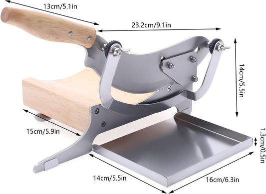 Stainless Steel Manual Meat Beef Slicer, 0~0.5inch Thickness Adjustable Meat Cutter Machine with Concave Base, Manual Cutting Machine for Sausages, Vegetables, Pork, Beef, Ham