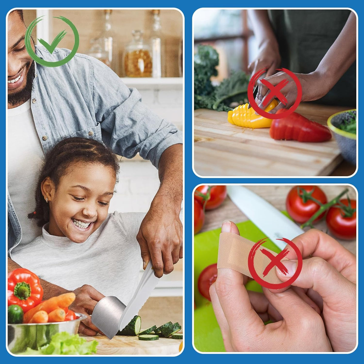 9 Pcs Finger Guard Set for Cutting Includes 4 Stainless Steel Cutting Protector 2 Adjustable Safe Thumb Guard 2 Finger Cot Scallion Cutter Shred Silk Knife to Avoid Hurting When Slicing and Chopping