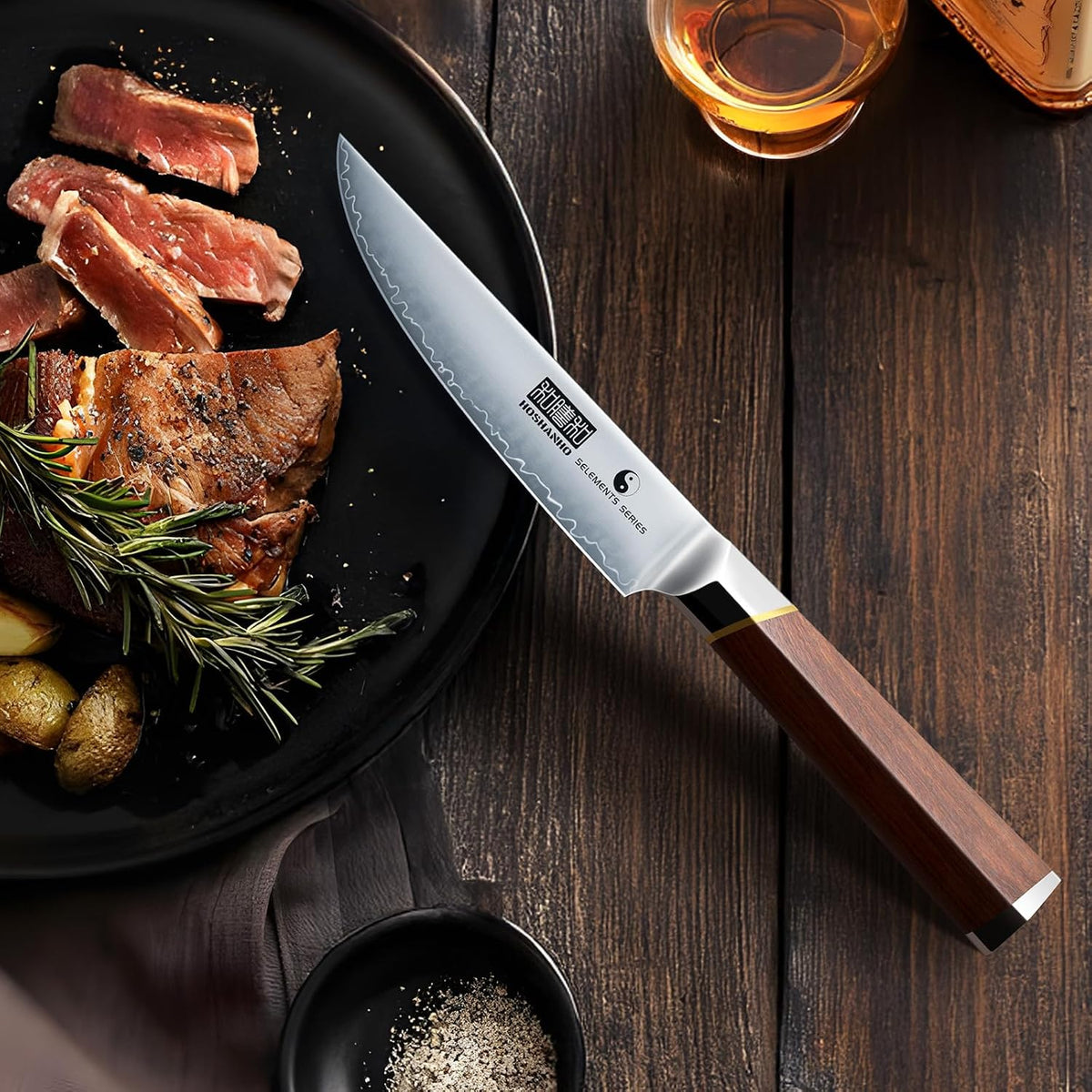 Steak Knife Set of 6, Professional 4.5" Non Serrated Steak Knives