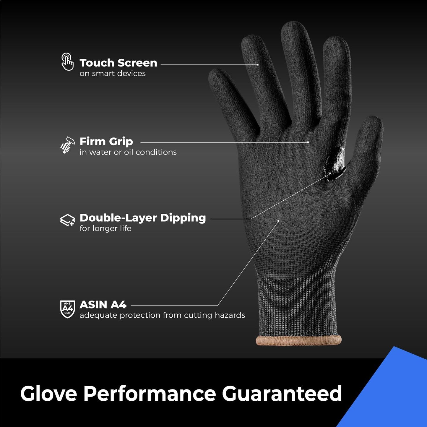Metal Q Cut Resistant Set, ANSI A4 Cut Resistant Work Gloves with Grip and Ultra Thin & Cut Resistant Sleeves for Thin Skin, Gardening, Pet Grooming