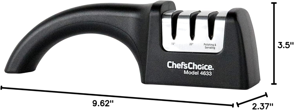 Professional Manual Knife Sharpeners AngleSelect for 15- and 20-Degree Straight-Edge and Serrated Knives with Diamond Abrasives Precise Angle Control & Compact Footprint, 2-Stage, Black