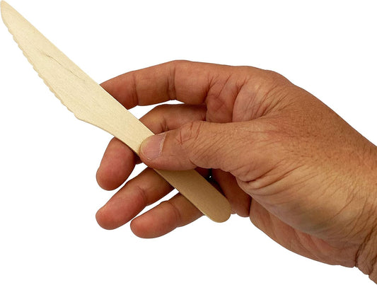 FSC Certified Disposable Wood Cutlery Knife, Biodegradable and Earth Friendly, 6.5 Inch Length - 100 Count