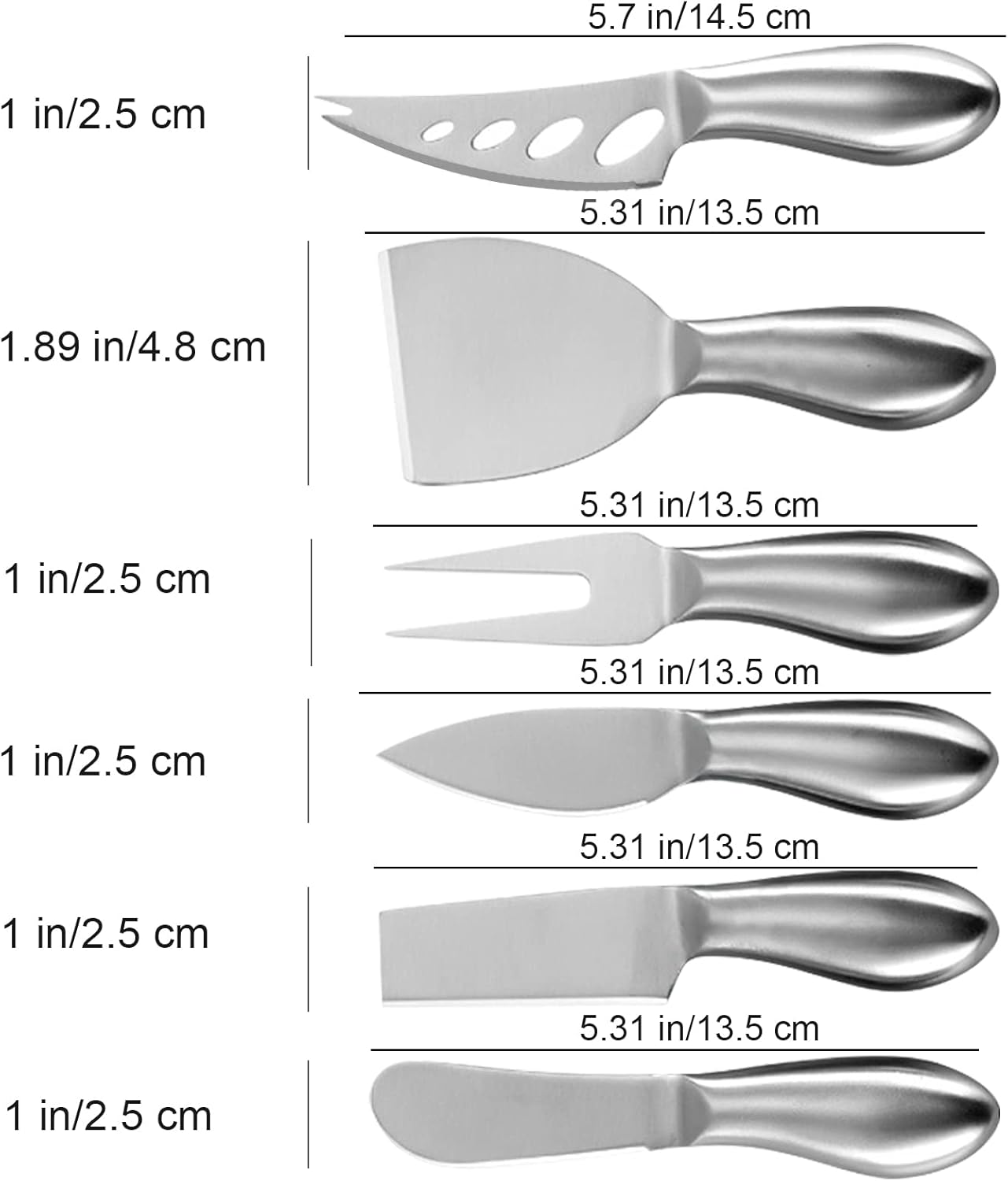 6-Piece Cheese Knife Set Mini Stainless Steel Cheese Slicer Fork Kit | Heavy Duty Cheese Knives Cutter with Butter Spreader Tool Kit for Charcuterie Board Party Serving, Cheese Platters