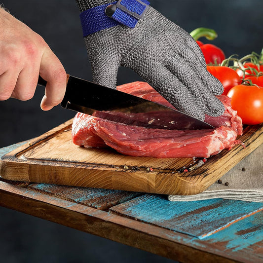 Herda Level 9 Cut Proof Glove, Chainmail Gloves Kitchen Gloves for Fish Meat Cutting Wood Carving Whittling Oyster Shucking Safety Butcher Work