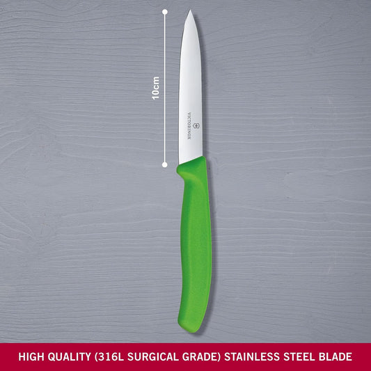 6.7706.L114 Swiss Classic Paring Knife for Cutting and Preparing Fruit and Vegetables Straight Blade in Green, 3.9 inches