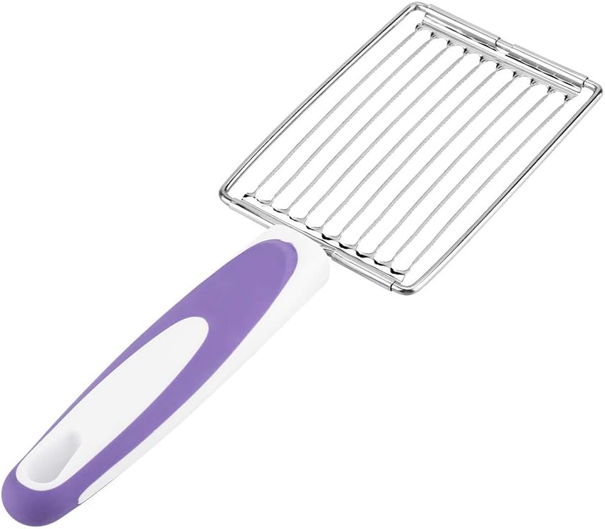 Tomato Cutter, Stainless Luncheon Meat Cutter Tomato Slicers Fruits Cutter Stainless Steel Meat Cutter with Handle for Soft Tomato Ham Egg(Purple)