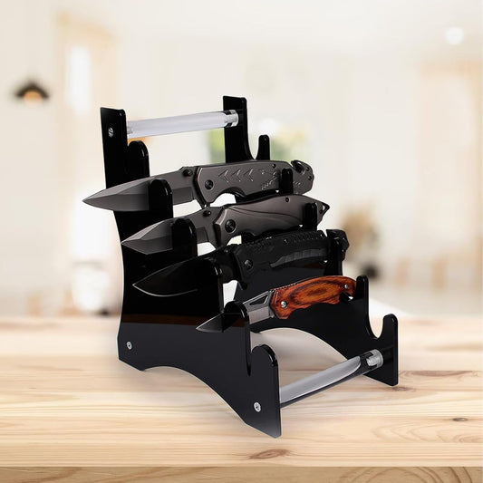 2 Pcs Acrylic Knife Stand, 6-Tier Detachable Design for Easy Knife Organization, Lightweight Storage for Collectors