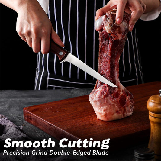 TAN REN Boning Knife for Meat Cutting, 5 Inch Brisket Trimming Knife | Stainless Boning Knives with Sheath, Meat Trimming Butcher Knife, Flexible Carving Knife for Meat