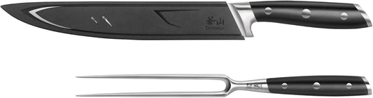 Cangshan ALPS Series 502803 German Steel Forged 2-Piece Carving Set with Sheaths, Black