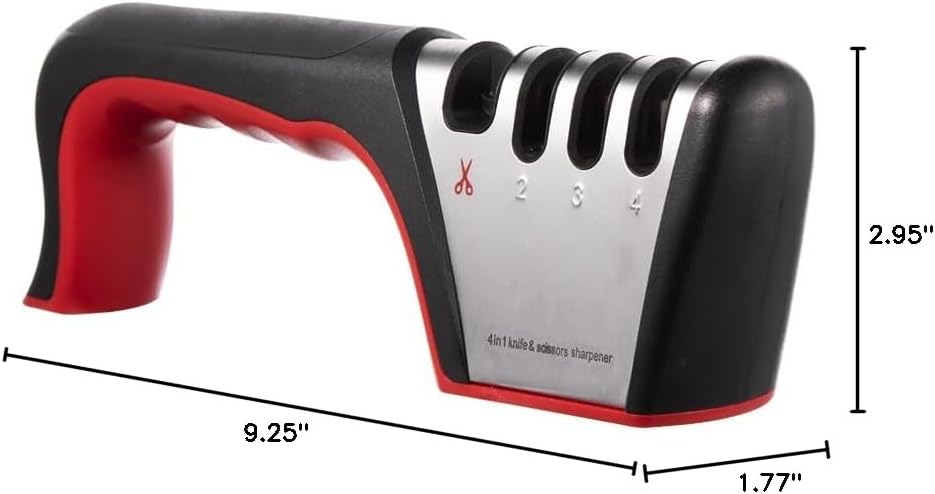 4-in-1 Knife Sharpener, Kitchen Knife Accessories for Ceramic Knives, Steel Knives and Scissors, Aiding in Repair, Restoration, and Polishing of Blades