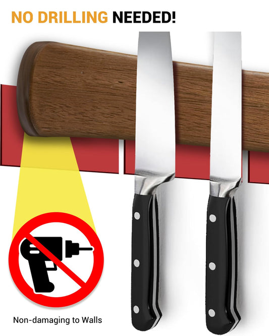 6-Pack Self-Adhesive Strips (3.3" × 1.9") for Magnetic Knife Holder – No Drill, No Screws, Adhesive Replacement Stickers for Wall Mount (Strips Only, Holder Not Included)