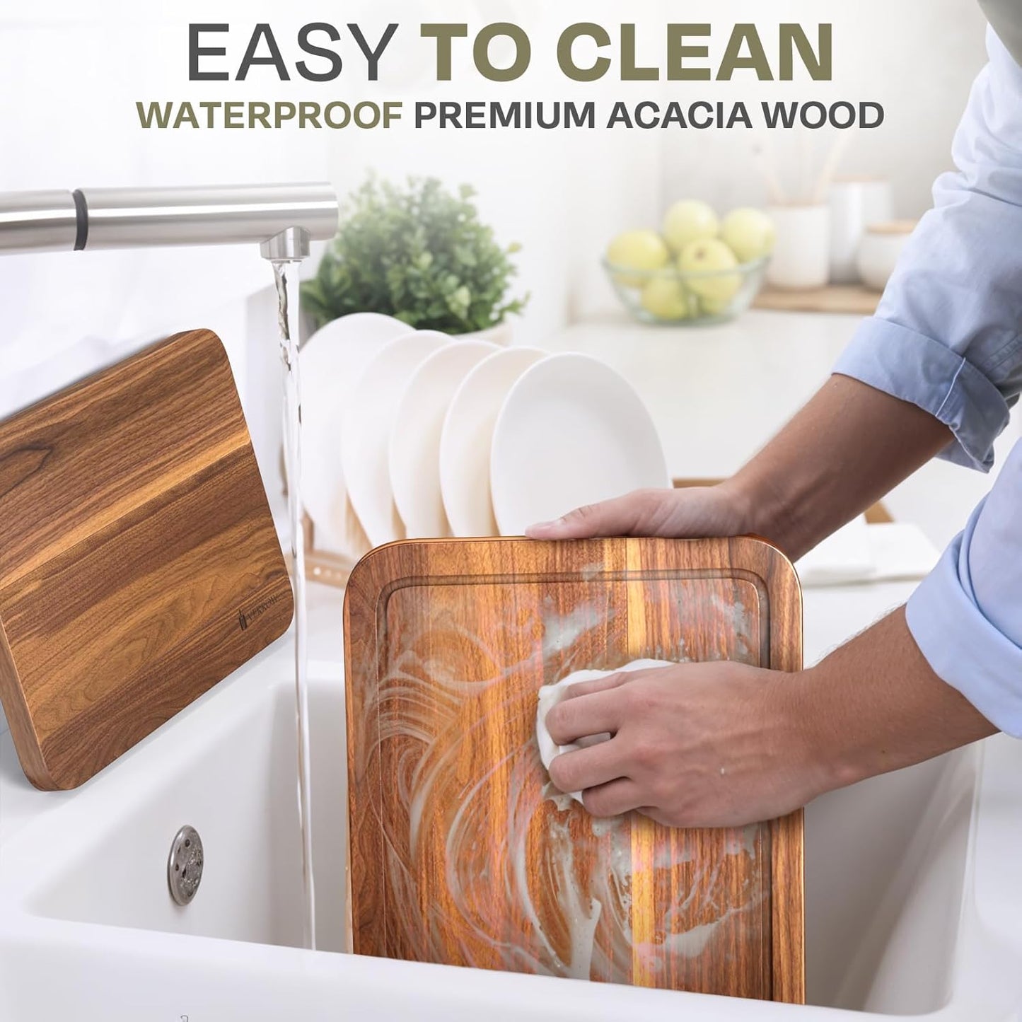 Magnetic Knife Block Countertop and Acacia Wood Chopping Board, Extra Large | 15.5x10.5x0.75In | Wooden Magnetic Knife Holder Block Set with Cutting Board for Kitchen Counter | Magnet Knives Stand