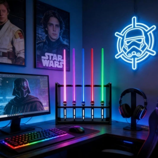 Wooden Lightsaber Display Stand, Wall-Mounted Lightsaber Stand, Adjustable for Knife, Lightsaber, etc. (Black)