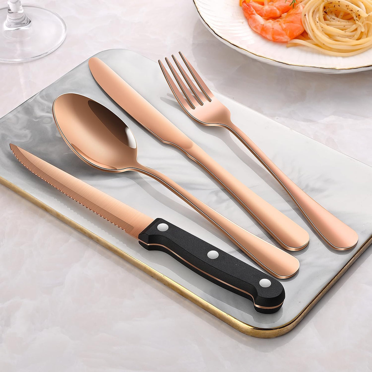 24 PCs Silverware Set Service for 4, Kitchen And Dining Eating Utensils Set