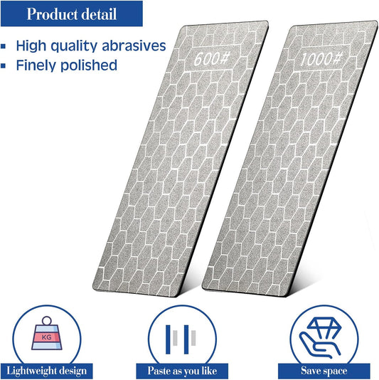 3Pcs Diamond Sharpening Stone Set Diamond Plate Professional Bench Stone for Kitchen Sharpening Dull Blunt or Tired Edges, 5.9 x 2.48 Inches(600 Grit, 1000 Grit, 1200 Grit)