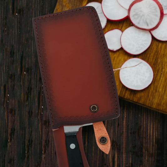 Artificial Leather Cleaver Knife Cover Boning Knife Sheath Protective Sleeve for Kitchen Storage Lightweight Portable Cutter Protector 11.41 X 4.52 X 0.39 in 1 Piece