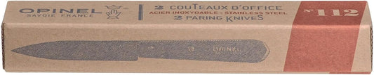 No. 112 Paring Knives 2 Piece Set, Sandvik 12C27 Steel Everyday Use Prep Knives for Chopping, Peeling, Slicing, Trimming, Stabilized Sustainably Harvested Beechwood Handles, Made in France