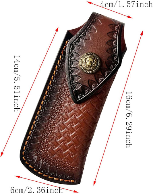 Folding Knife Sheath,2.3/6.3" Leather Pocket Knife Sheaths for Belt, Loop Portable Folding Knife Sheath for Camping Hunting Jungle Exploration