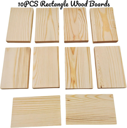 10PCS Rectangle Wood Boards Unfinished Wood Blocks for Crafting, 4x2.4x0.4in Blank Whittling Wooden Blocks for Wood Carving,Painting & Burning