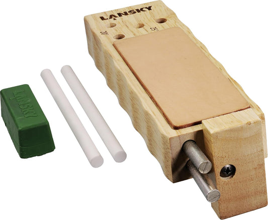 Diamond/Ceramic 4 Rod TurnBox Crock Stick® Knife Sharpener with Leather Strop, 20° & 25° Angles