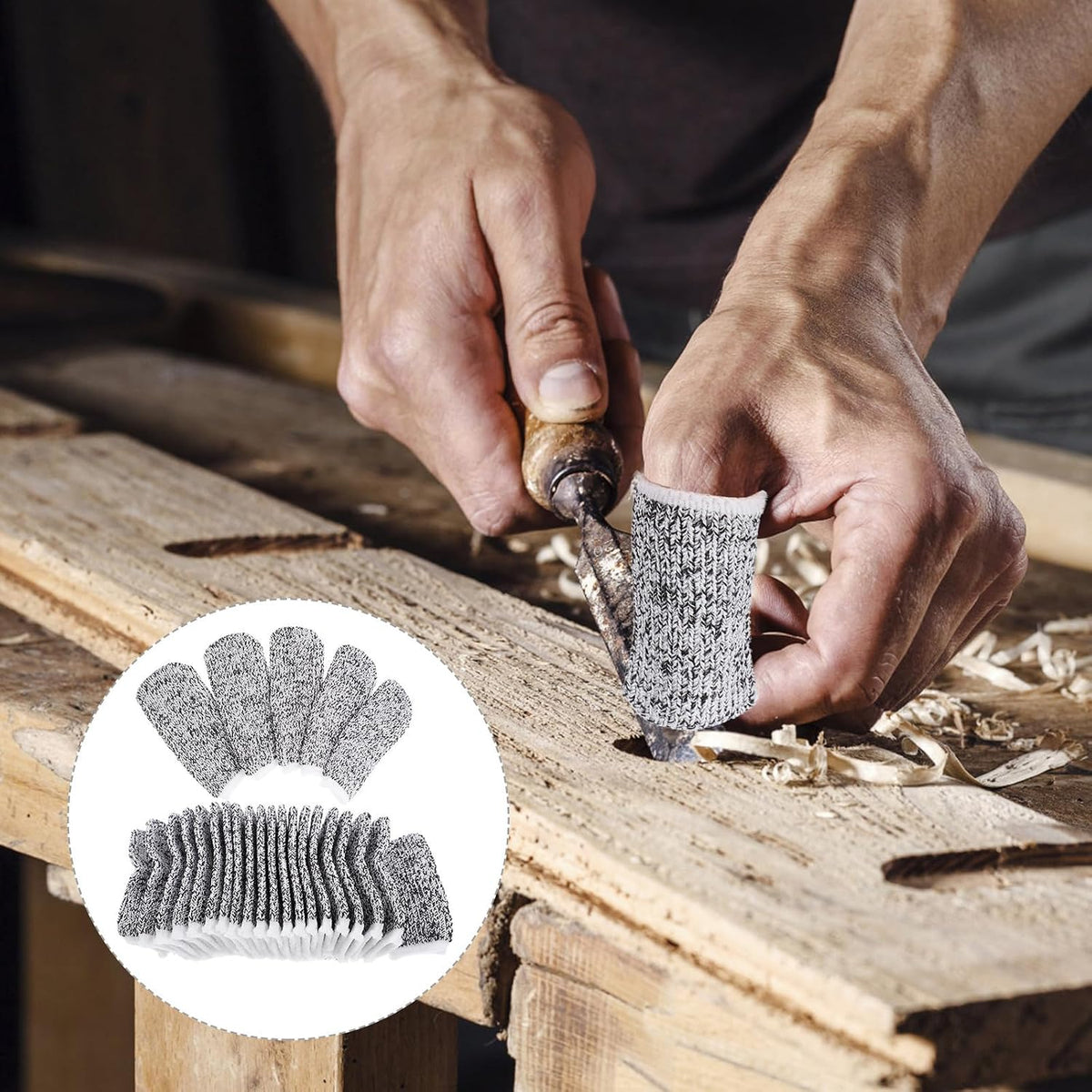 60pcs Cut-Resistant Finger Sleeve Protectors, Breathable Nylon Finger Caps with Fingertip Guard for Kitchen Cutting and DIY Work Safety
