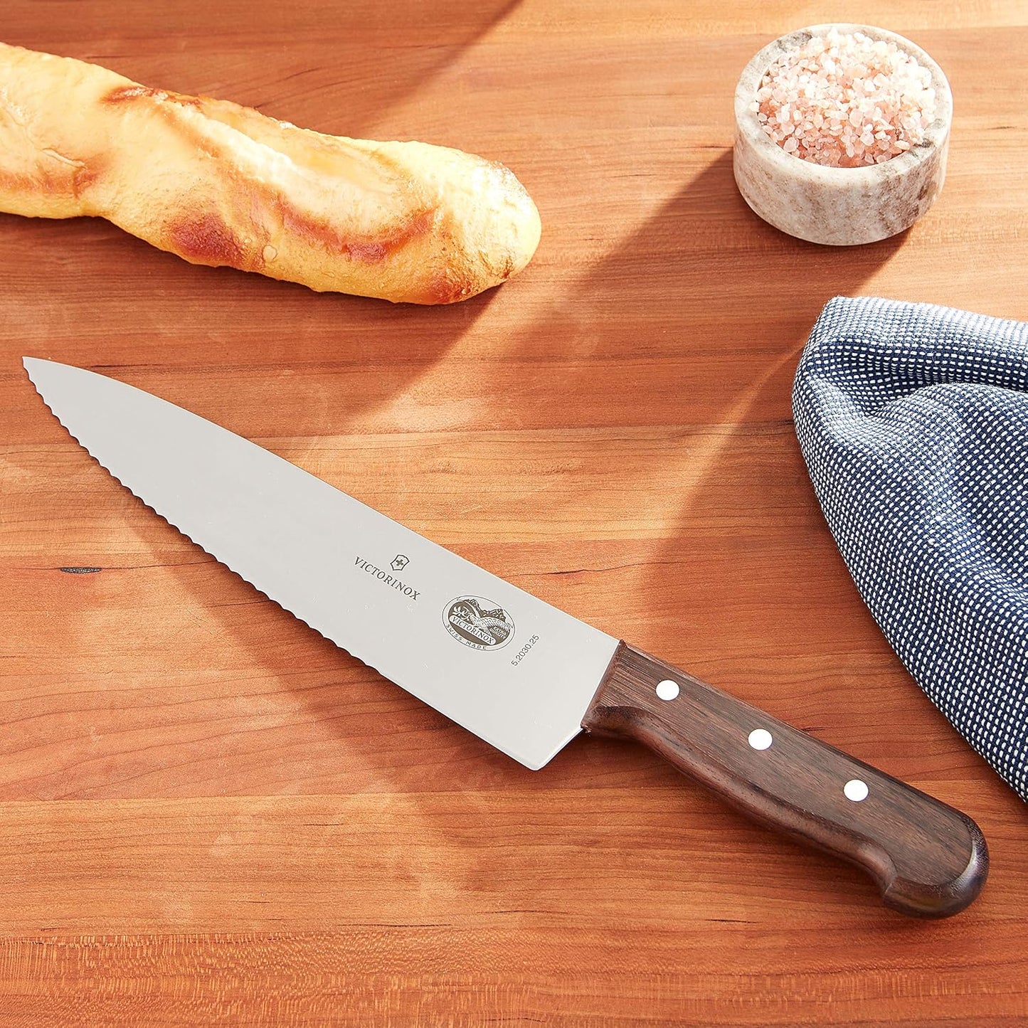 10-Inch Wavy/Straight Edge Sandwich Knife, Rosewood Handle
