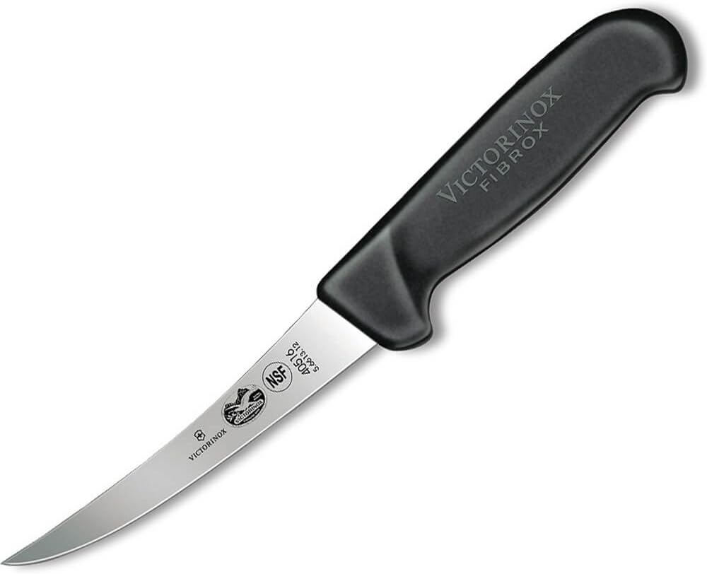 Fibrox 5" Boning Knife, Curved Blade, Flexible, Black Handle