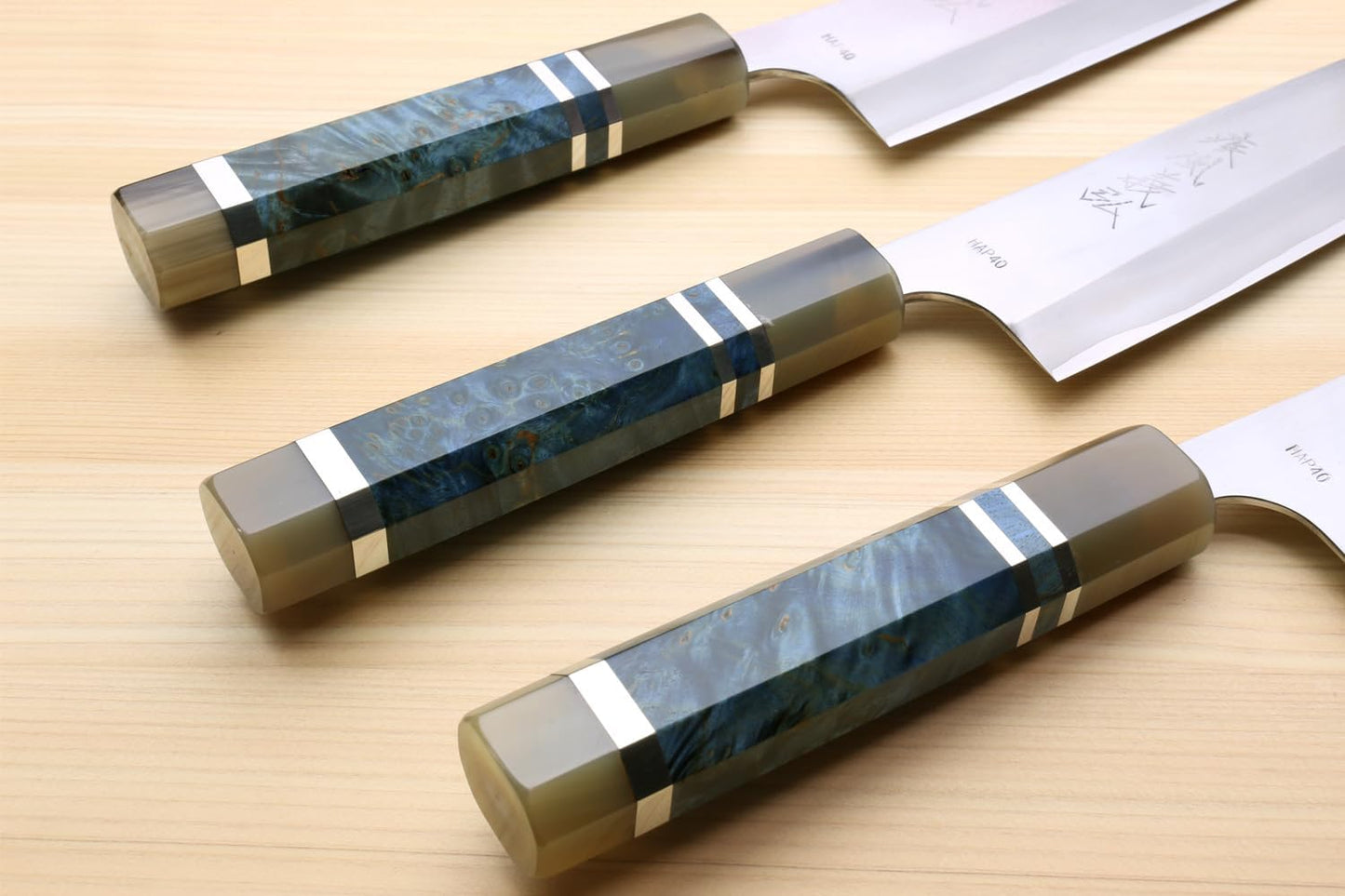 Yoshihiro High Speed Steel HAP40 Gyuto Chefs Knife with Ocean Blue Handle (8.25" (210mm))