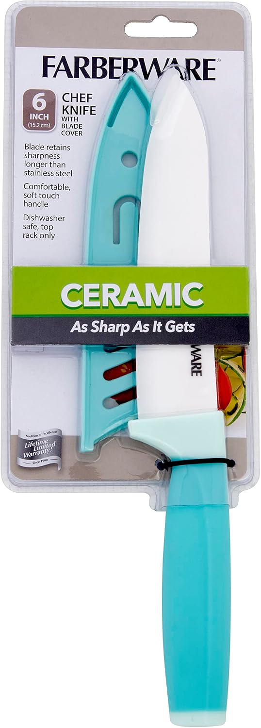 5-Inch Ceramic Utility Knife with Blade Cover, Red