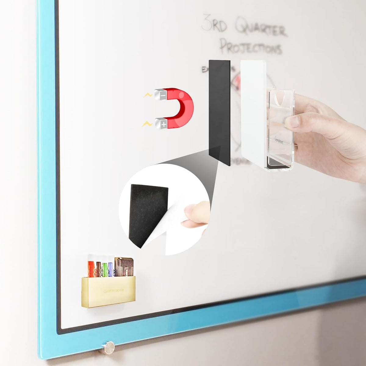 Magnetic Strips with Strong Adhesive Backing (5.9 x 2.35 inches) Magnetic Tape with Adhesive Backing Heavy Duty Magnet Strips for Refrigerator Whiteboard, Most Surface (150 x 60 x 2 mm, 2 pcs)